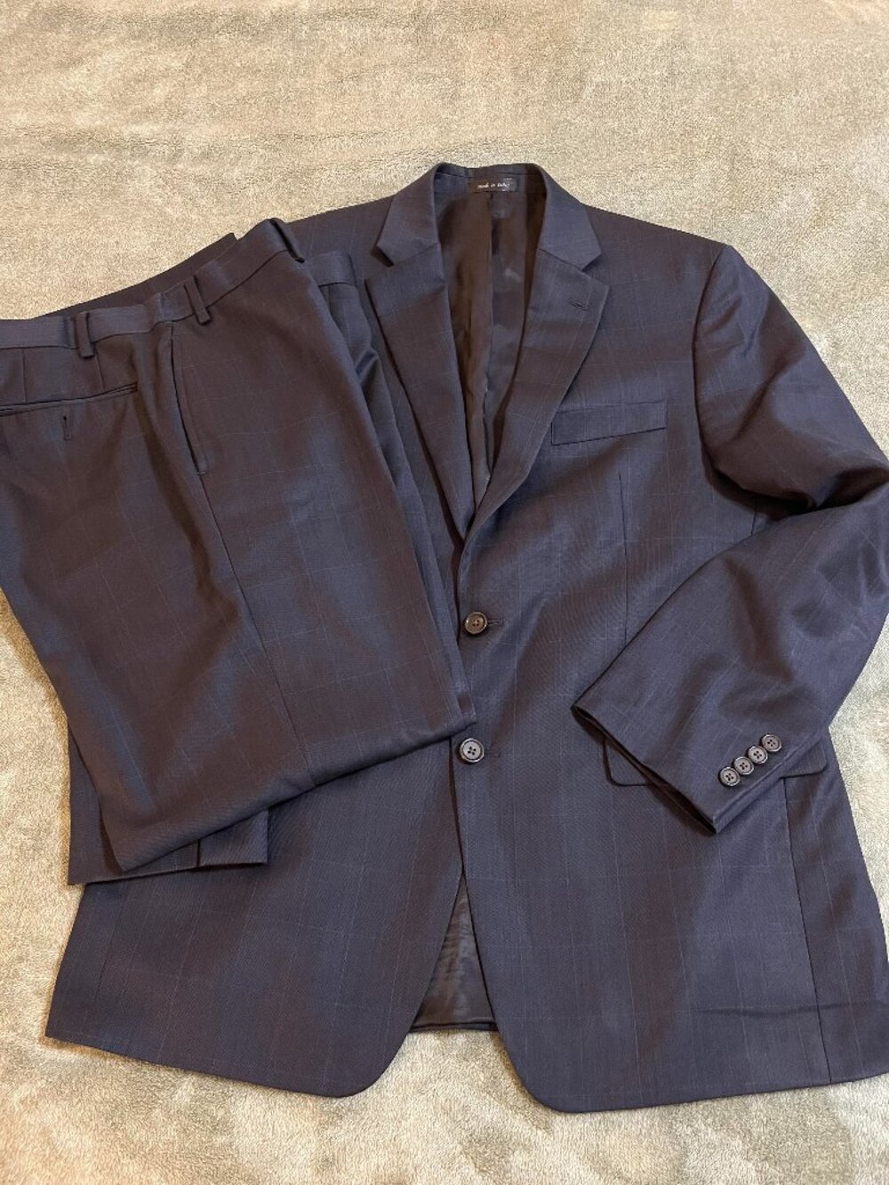 Ralph Lauren Suit Mens 44/46R 36x30 Navy Windowpane Wool Blazer Pants Jacket